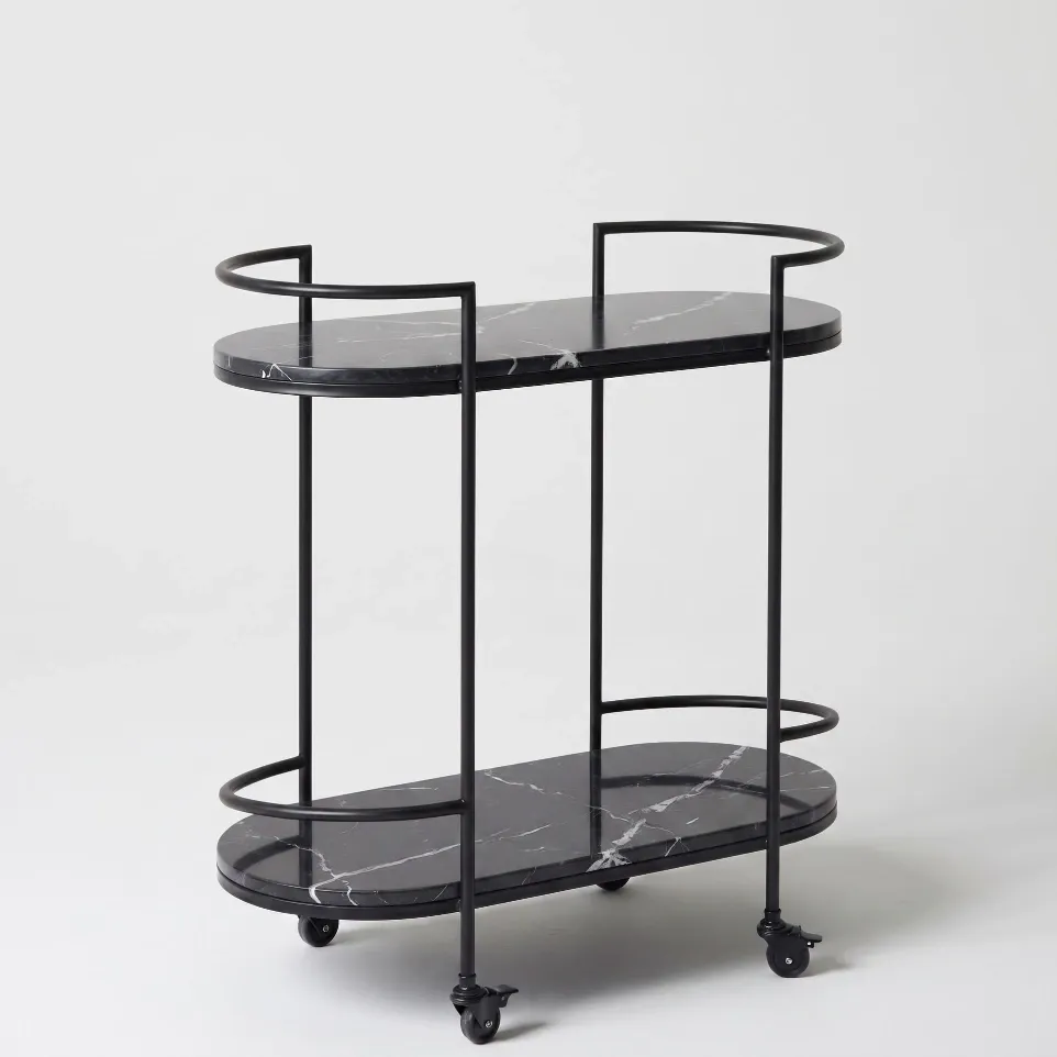 Carrito de bar Jonico (Brilloso, Negro, Blanco Grecia)