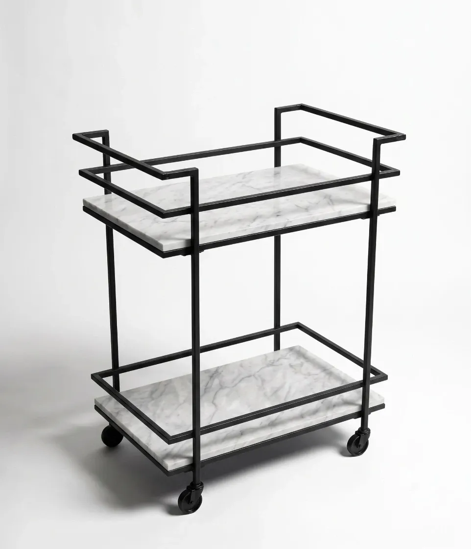 Carrito de bar Kore (Brilloso, Negro, Blanco Grecia)